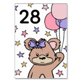 Pink Bear Themed Girl Babydusche Tischnummer (Vorderseite)