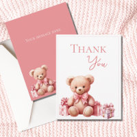 Pink Bear Watercolor Babydusche