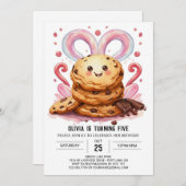 Pink bearbeitbare Schokolade-Cookies Geburtstag Einladung (Vorne/Hinten)