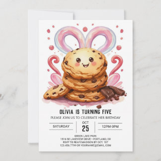 Pink bearbeitbare Schokolade-Cookies Geburtstag Einladung