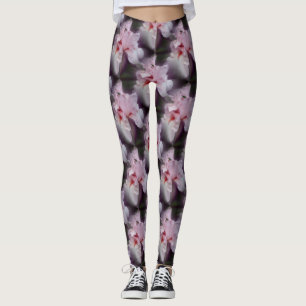Pink Bearded Iris Blume Pattern Leggings