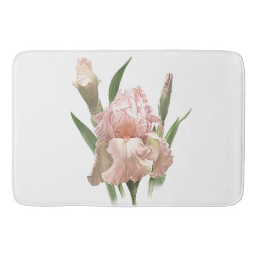 Pink Bearded Iris Flower Botanical Design Badematte (Vorderseite)