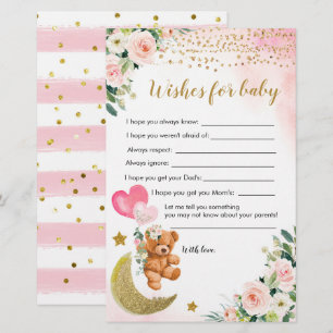 Pink Bearly Baby Dusche Wünsche für Baby