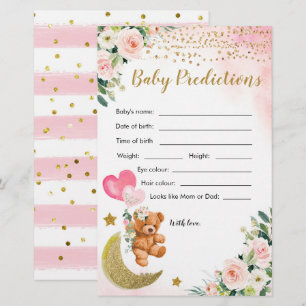 Pink Bearly Baby Shower Baby Predictions Spiele