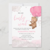 Pink Bearly Wait Baby Dusche Einladung (Vorderseite)