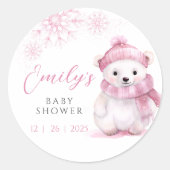 Pink Bearly Wait Baby Shower Stickers (Vorderseite)