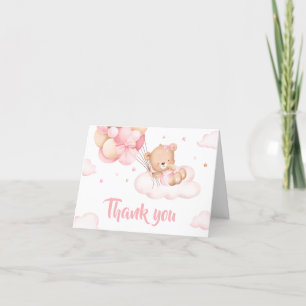 Pink Bearly Wait Clouds Baby Dusche Dankeskarte