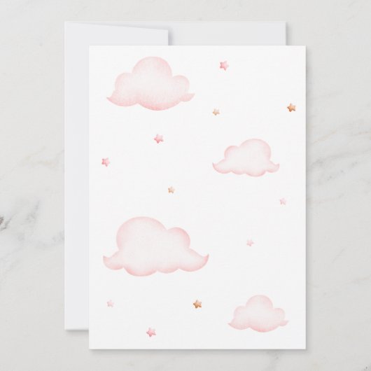 Pink Bearly Wait Clouds Baby Dusche Einladung (Rückseite)