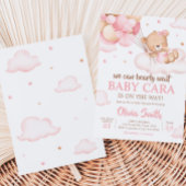 Pink Bearly Wait Clouds Baby Dusche Einladung