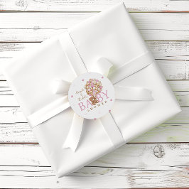 Pink Bearly Wait Teddy Bärenballons Babydusche Runder Aufkleber