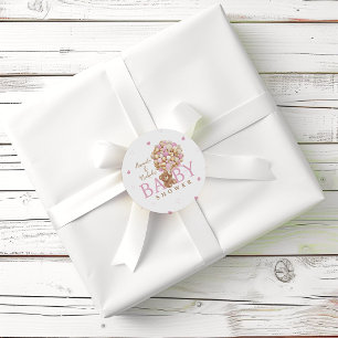 Pink Bearly Wait Teddy Bärenballons Babydusche Runder Aufkleber