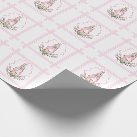 Pink Beatrix Potter Kariert Baby Dusche Geschenkpapier (Ecke)