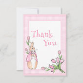 Pink Beatrix Potter Kariertes Tierthema Kinderdusc Dankeskarte (Vorderseite)