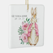 Pink Beatrix Potter Rabbit Personalisiert Baby Keramikornament (Rechts)