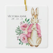 Pink Beatrix Potter Rabbit Personalisiert Baby Keramikornament (Vorderseite)