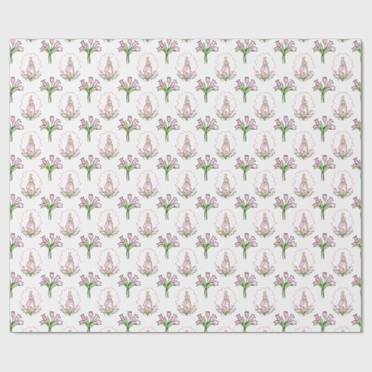 Pink Beatrix Potter Tulip Floral Geschenkpapier (Flach)