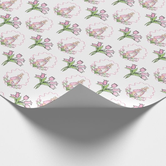 Pink Beatrix Potter Tulip Floral Geschenkpapier (Ecke)