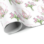 Pink Beatrix Potter Tulip Floral Geschenkpapier (Rolleneckpunkt)