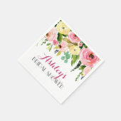 Pink Beautiful Floral Napkins gelb Serviette (Ecke)