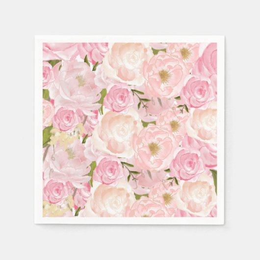Pink Beautiful Floral Napkins Serviette (Vorderseite)