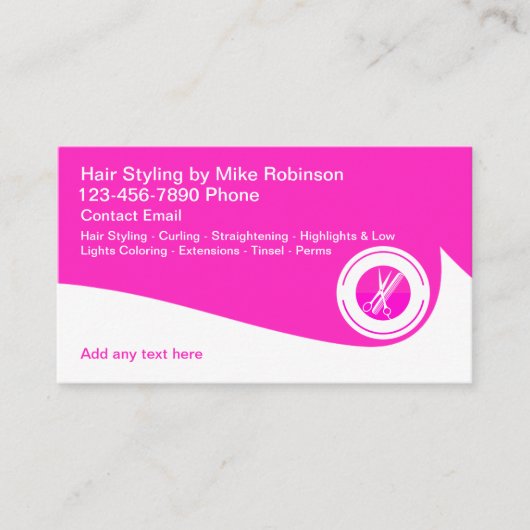 Pink Beauty Fairstylist Theme Business Cards Visitenkarte (Vorderseite)