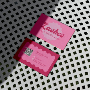 Pink Beauty Lashes QR Code Business Card Visitenkarte