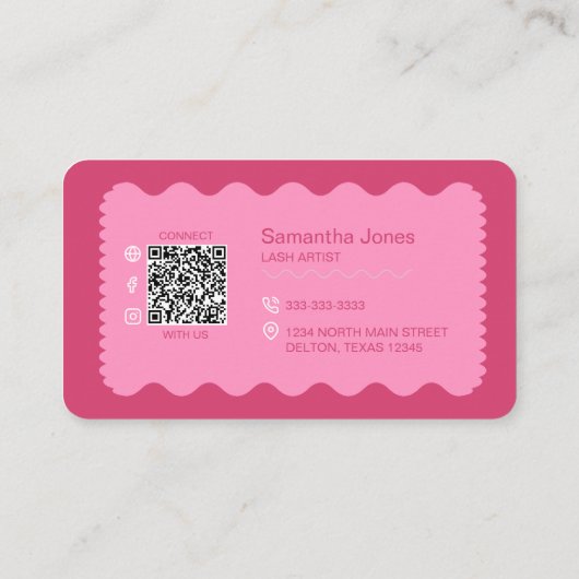 Pink Beauty Lashes QR Code Business Card Visitenkarte (Rückseite)