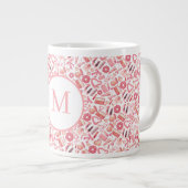 Pink Beauty & Makeup Seamless Pattern Girly Jumbo-Tasse (Vorderseite Rechts)