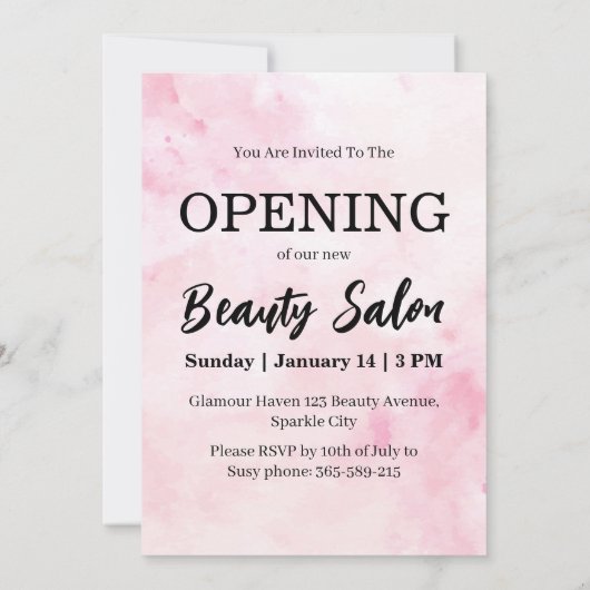 Pink Beauty Salon Grand Opening Einladung (Rückseite)
