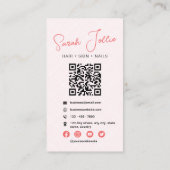 Pink Beauty Salon Scannable QR Code Foto Visitenkarte (Rückseite)