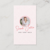 Pink Beauty Salon Scannable QR Code Foto Visitenkarte (Vorderseite)