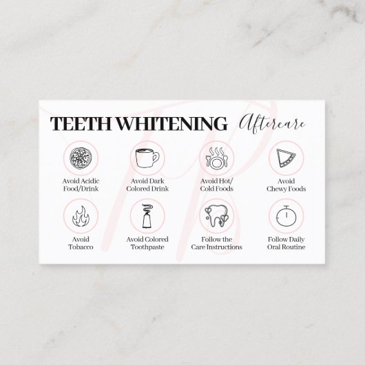 Pink Beauty Teeth Whitening Aftercare Tipps Visitenkarte (Rückseite)