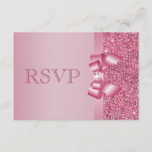 Pink-bedruckte Sequins Bow & Diamond-UAWG RSVP Karte