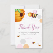Pink Bee Baby Dusche Dankeskarte (Vorderseite)
