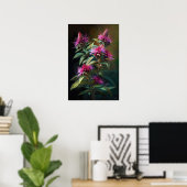 Pink Bee Balm Blume Art Print Poster (Heimbüro)