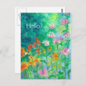 Pink Bee Balm Flower Garden Postkarte (Vorne/Hinten)