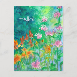 Pink Bee Balm Flower Garden Postkarte