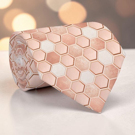 Pink Bee Hive Pattern Custom Necktie Krawatte