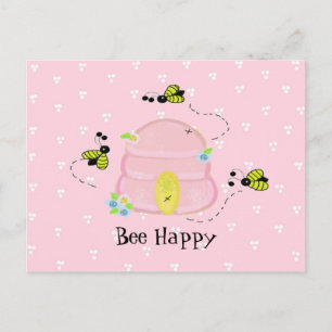 Pink Beehive - Bee Happy Postkarte
