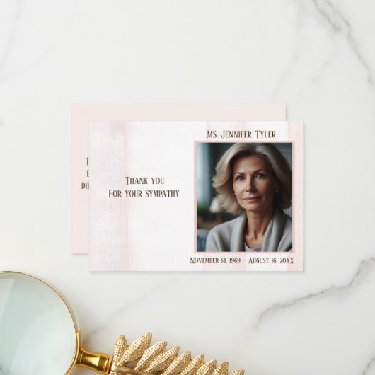 Pink-Beerdigungsdenkmal aus der Familie Dankeskarte (Vorderseite/Rückseite Beispiel)