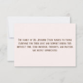 Pink-Beerdigungsdenkmal aus der Familie Dankeskarte (Rückseite)