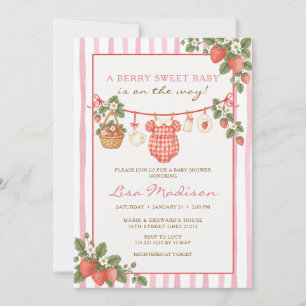 PINK Beere Süße Baby Erdbeere Baby Shower Einladung