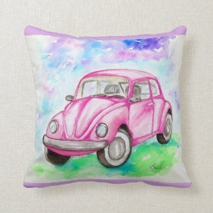 Pink Beetle Aquarellmalerei Kissen