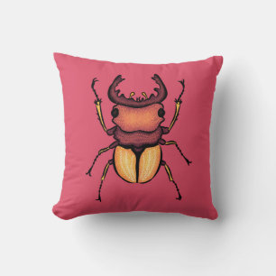 Pink Beetle Inseco Kunst, Dichtung und Musik Kissen