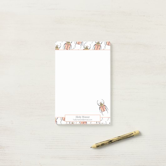 Pink Beetles Notepad mit Kontaktinformationen Post-it Klebezettel (Auf Schreibtisch)
