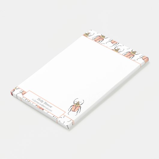 Pink Beetles Notepad mit Kontaktinformationen Post-it Klebezettel (angewinkelt)