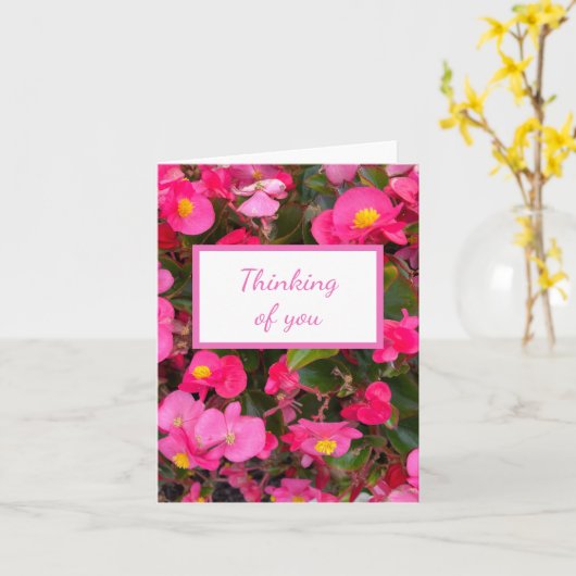 Pink Begonia Blume Denken Sie an Sie Karte (Gelbe Blume)