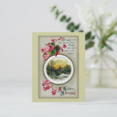 Pink Begonias Vintag Geburtstag Vignette Postkarte (Stehend Vorderseite)