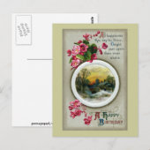 Pink Begonias Vintag Geburtstag Vignette Postkarte (Vorne/Hinten)