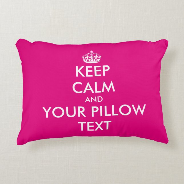 Pink behalte Ruhe und dein Text komisch mit Reißve Zierkissen (Vorderseite)